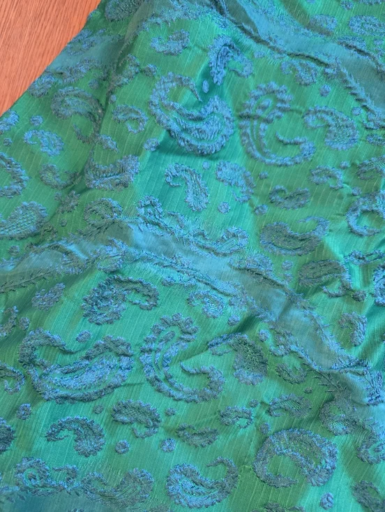Vintage 1950s RAPPI Emerald Green Floral Brocade Gown - Rare 25" Wasp Waist - Picture 4 of 16